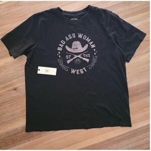 NWT Idylwind TShirt Womens Size L Black Graphic Crew Short Sleeve Badass Western
